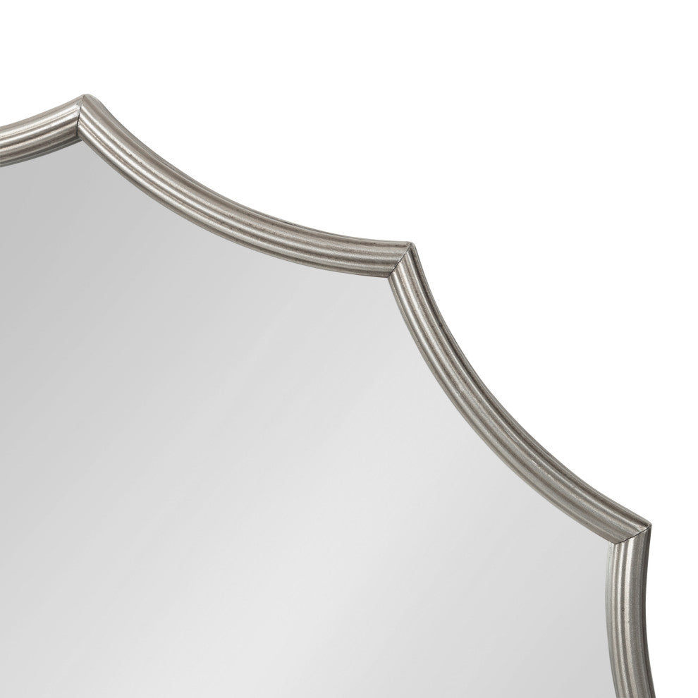 Lalina Scalloped Round Framed Accent Mirror, Silver 33.5" Diameter