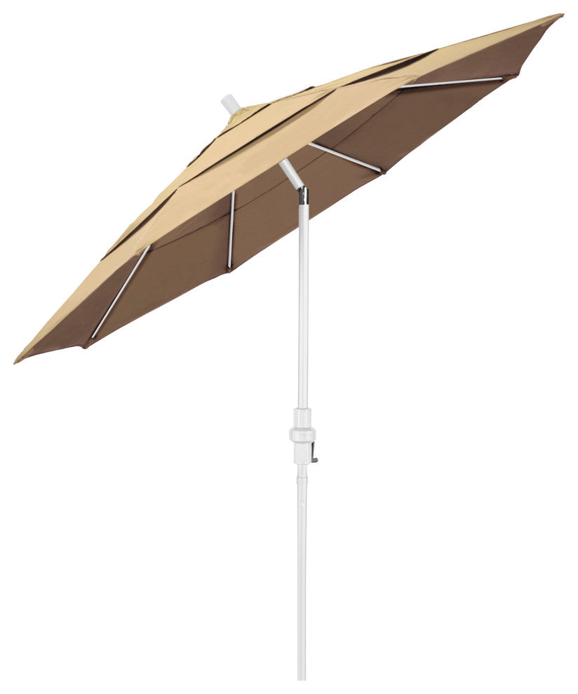 11' Matted White Collar Tilt Lift Fiberglass Rib Aluminum Umbrella, Pacifica, Beige