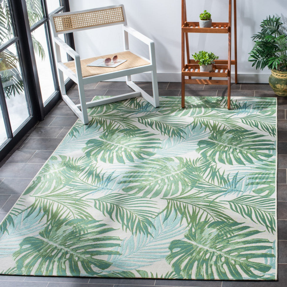 Safavieh Barbados Collection Indoor-Outdoor BAR592 Rug, Green/Teal, 5'3"x7'6"