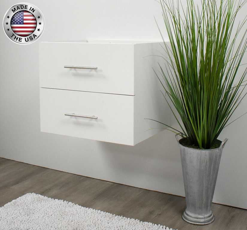 Napa 30" Modern Floating Bathroom Vanity With Round Handles Cabinet Only, White