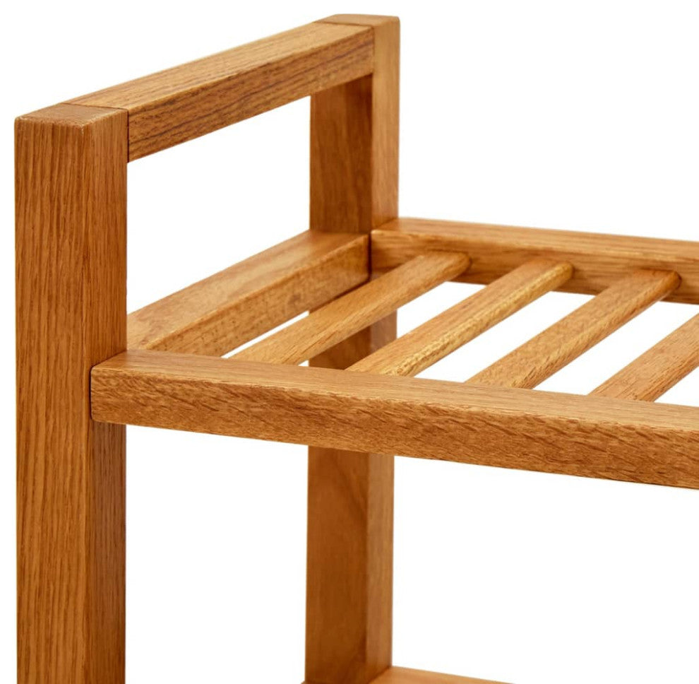 vidaXL Shoe Rack 2-Tier Shoe Storage Organizer Shoe Shelf Holder Solid Oak Wood, 39.4" X 10.6" X 15.7"/ 1 Pcs/ Piece