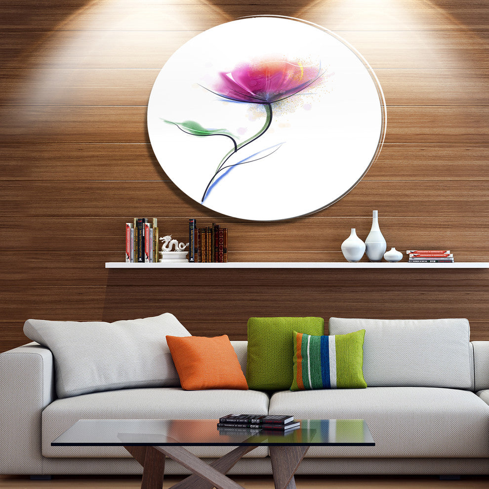 Vector Watercolor Floral Design, Modern Floral Round Wall Art, 23"
