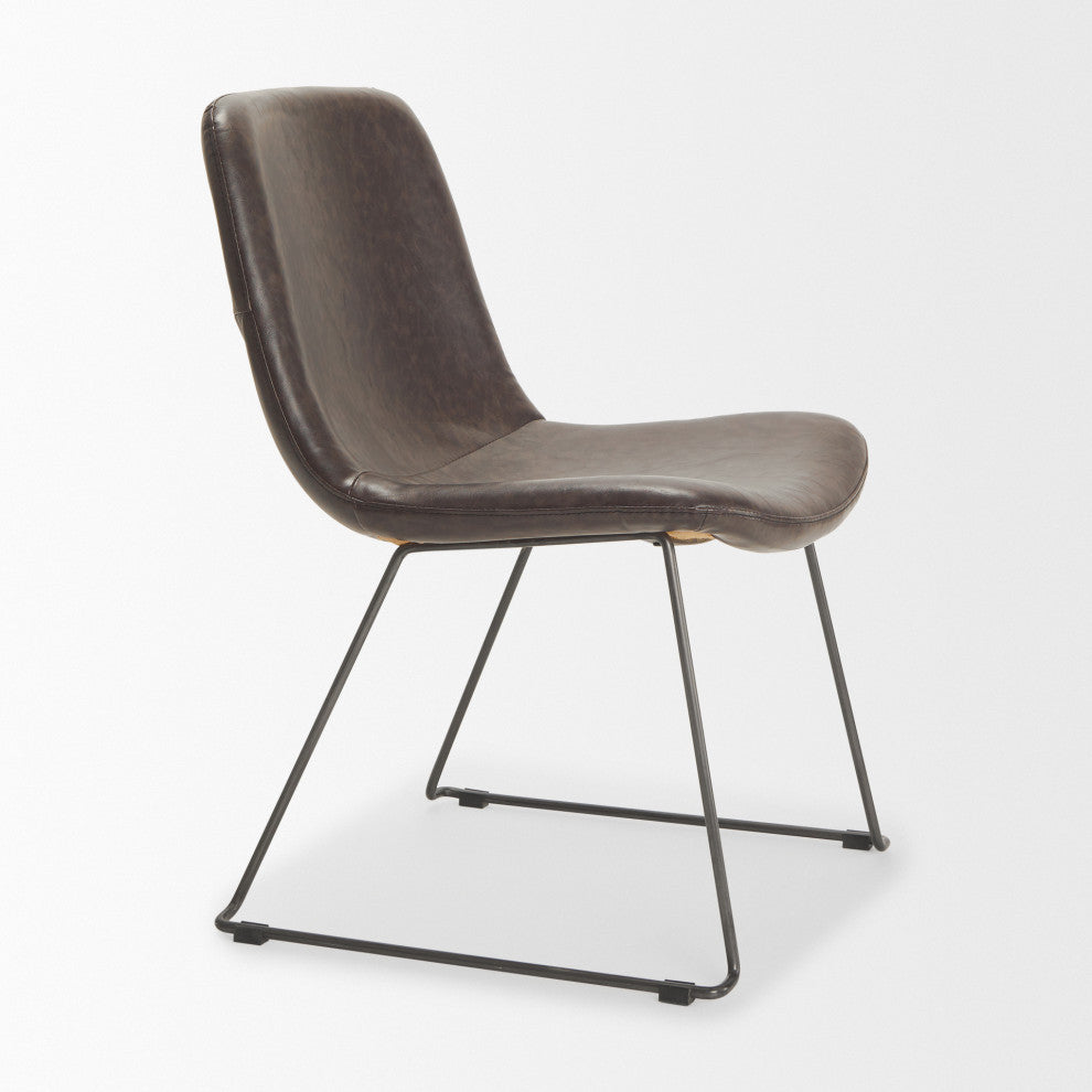 Sawyer I Dining Chair, Set of 2, Black, Genuine Leather