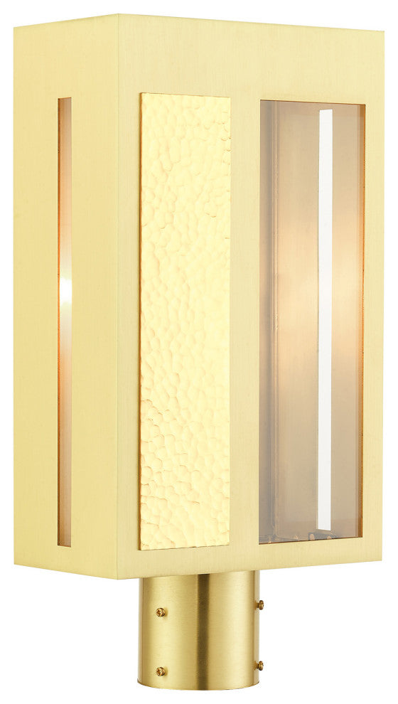 Satin Brass Contemporary, Nautical, Sophisticated Outdoor Post Top Lantern