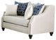 Burlap Weave Love Seat with Single Cushion Seat Design, Ivory