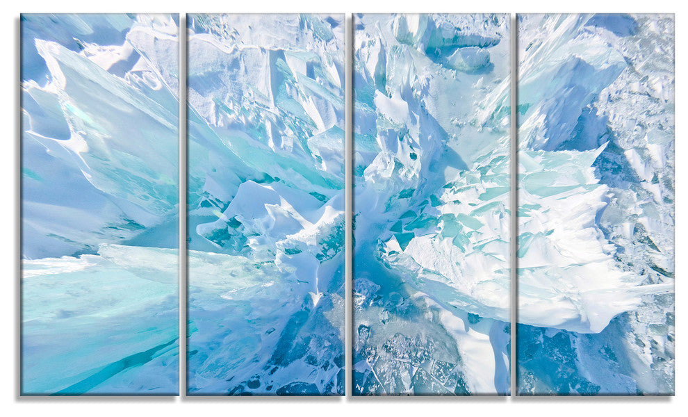 Blue Ice Hummocks Baikal, Landscape Canvas Art Print, 48"x28", 4 Panels