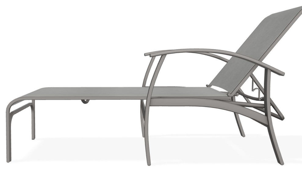Belle Isle Sling 4-Position Outdoor Chaise Lounge, Alloy/Warm Gray