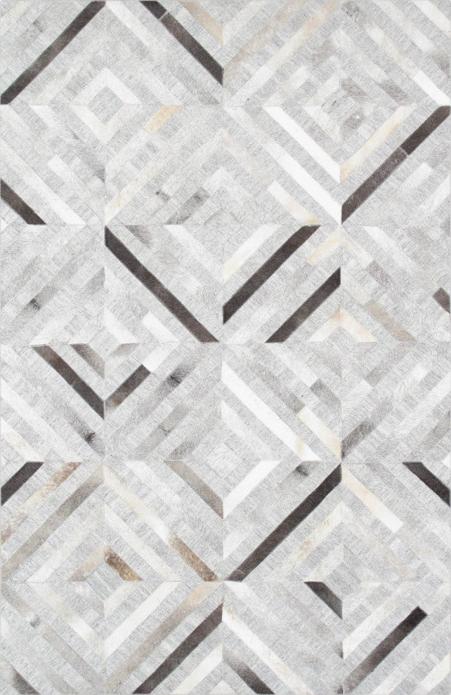 Pasargad Home Galaxy Cowhide Silver Area Rug, 12' 0" X 15' 0"