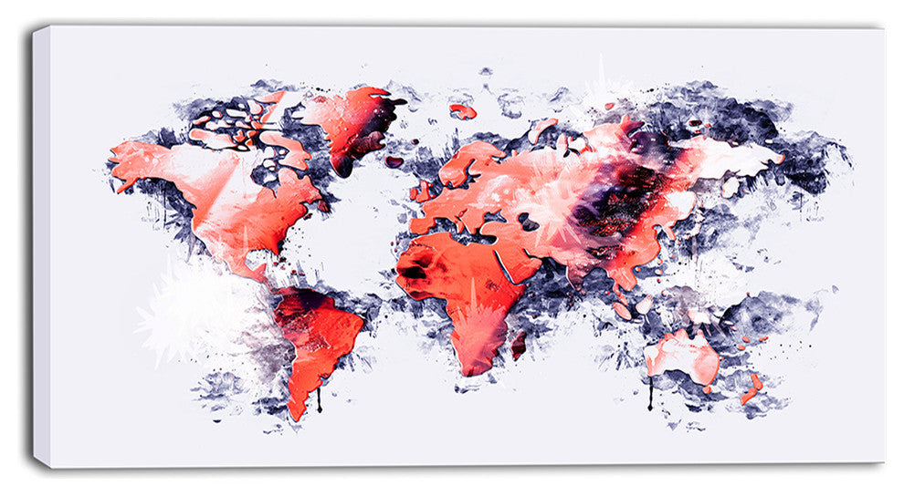 "Red and Gray Map" Canvas Painting