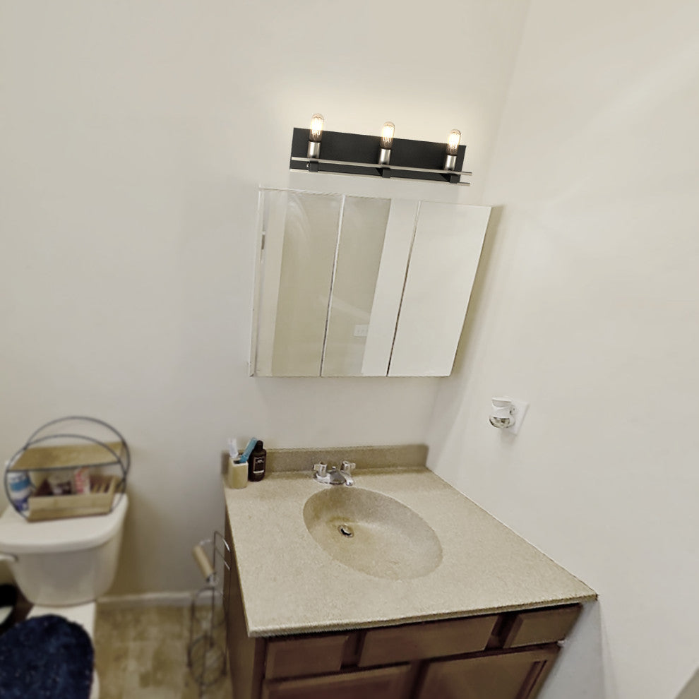 3-Light Black and Brushed Nickel Vanity Light