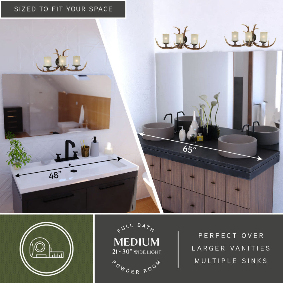 Yoho 3-Light Antler Vanity Black Walnut