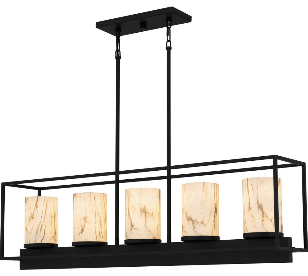 Bentley 5-Light Linear Chandelier, Matte Black
