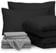 Bare Home 8-Piece Bed-in-a-Bag Split Sizes, Black, Light Gray, Split King