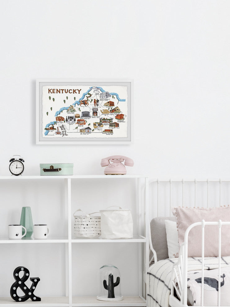 "White Kentucky Spots" Framed Painting Print, 36x24