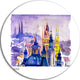 Prague Vector Illustration, Cityscape Painting Disc Metal Wall Art, 36"
