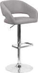 Estella Rounded Mid-Back Swivel Gray Fabric Adjustable Barstool