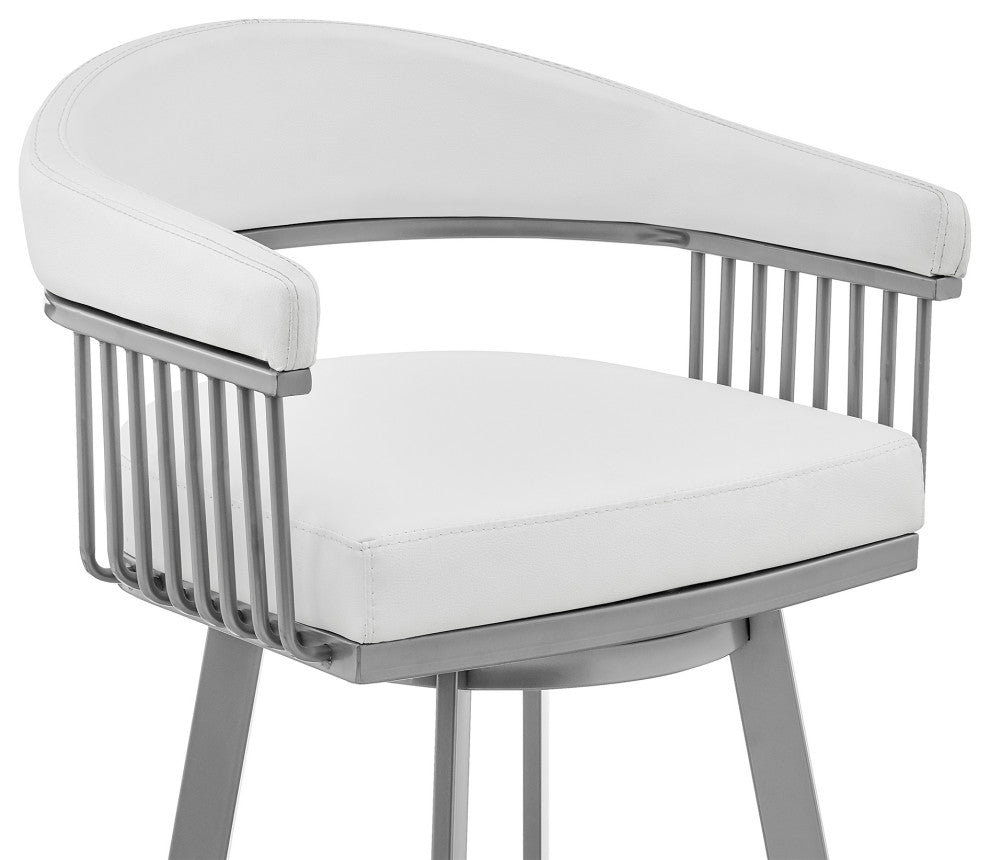 Bronson 25" Counter Height Swivel Bar Stool in Silver Finish