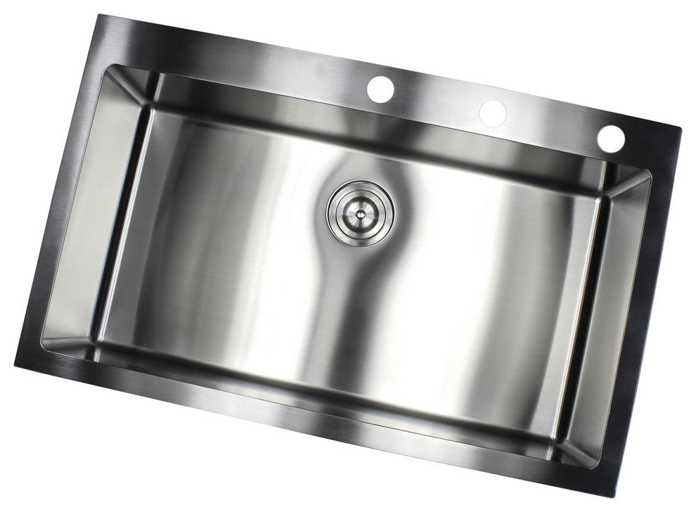 36" Drop-In/Top-Mount Stainless Steel Single Bowl Kitchen Sink