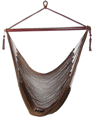 Sunnydaze Soft Polyester Extra-Large Hanging Caribbean Hammock Chair, Mocha
