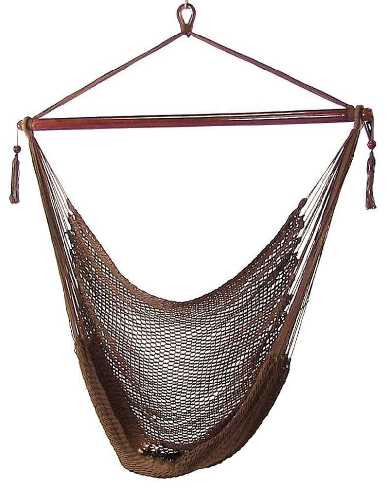 Sunnydaze Soft Polyester Extra-Large Hanging Caribbean Hammock Chair, Mocha