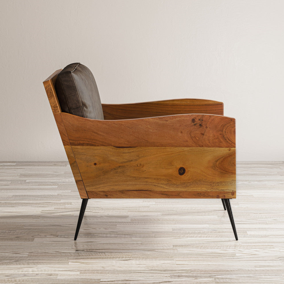 Karma Genuine Leather Live Edge Accent Chair