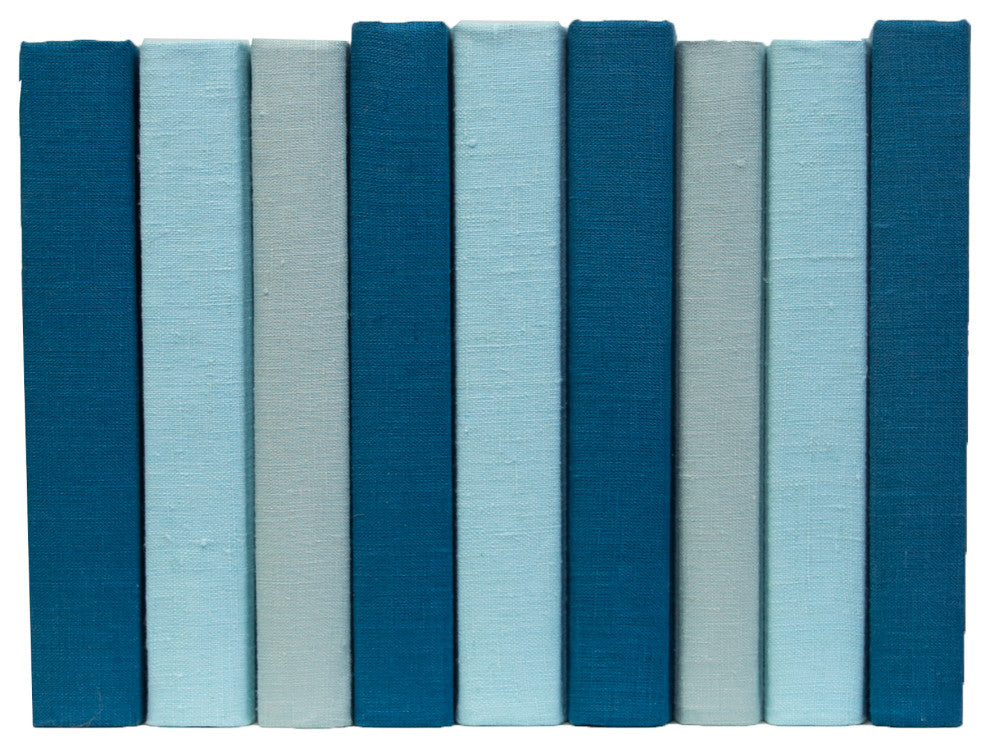 Decorative Books - Gulf Coast Linen Wrapped Book Bundle - 1 foot of Blue Books