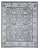 Electric Gray Heris Serrated Leaf Pattern Wool Hand Knotted Rug, 7'10"x9'9"