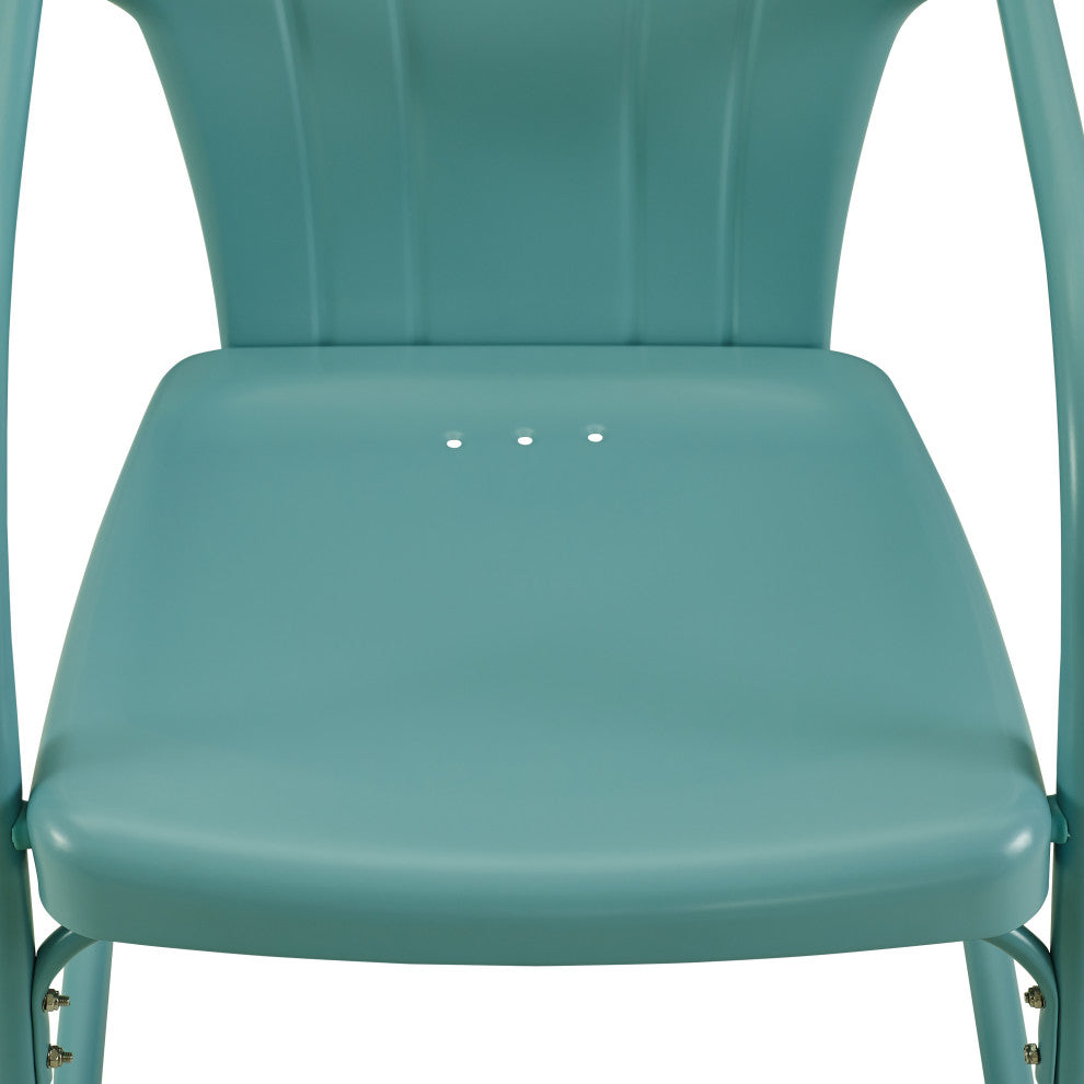 Tulip 5-Piece Outdoor Dining Set, Pastel Blue Satin