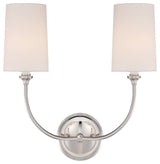 Libby Langdon for Sylvan 2-Light Sconce, Polished Nickel and White Linen