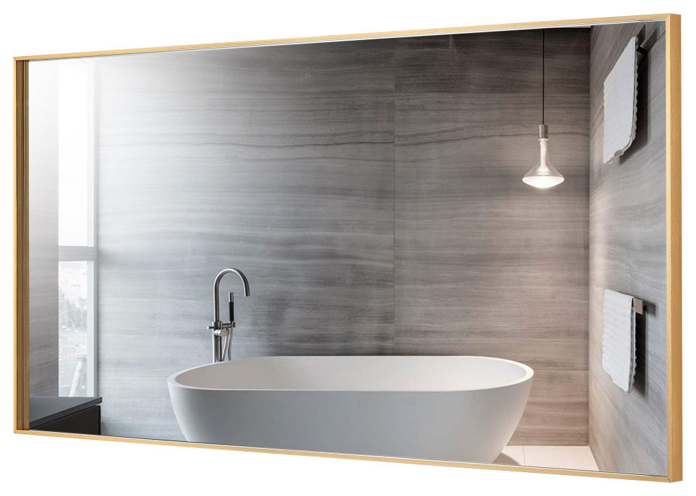 Rectangle Metal Framed Wall Mirror Bathroom Vanity Mirror, Gold, 20"x40