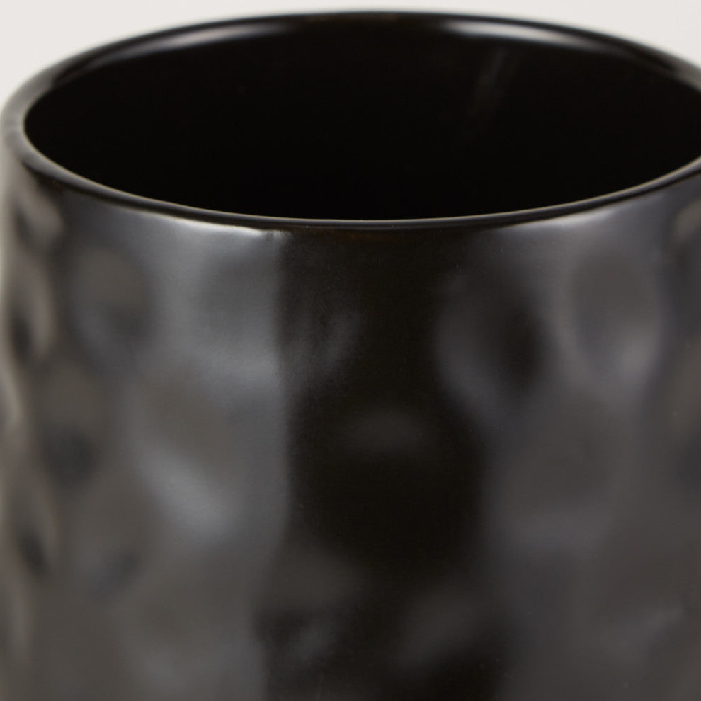 Black Matte Dimple Texture Ceramic Canister (Set of 2)