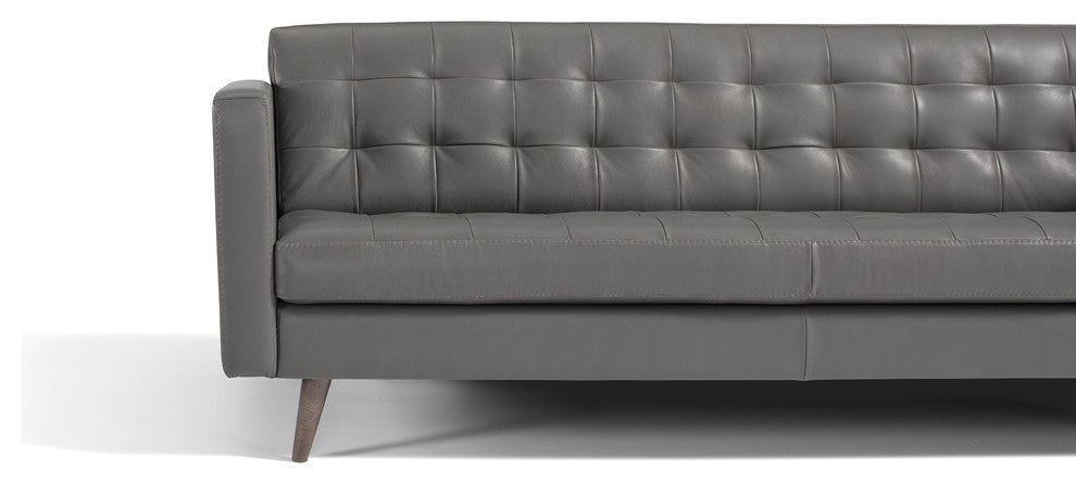 Herald Modern Sofa, Genuine Leather, Gray