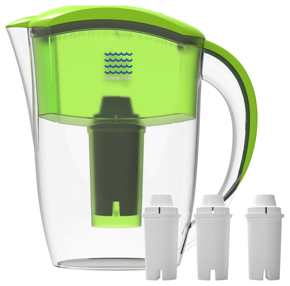 Drinkpod Alkaline Water Filter Pitcher With 8-Stage Cartridge, Lime