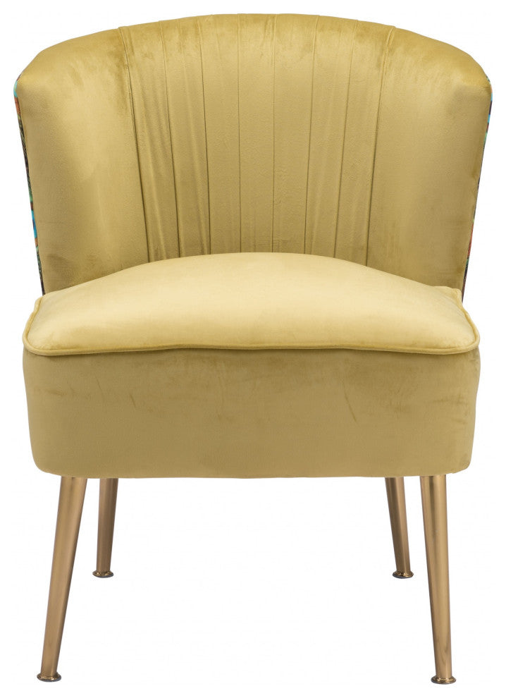 Tabitha Accent Chair Green Gold and Peacock Print