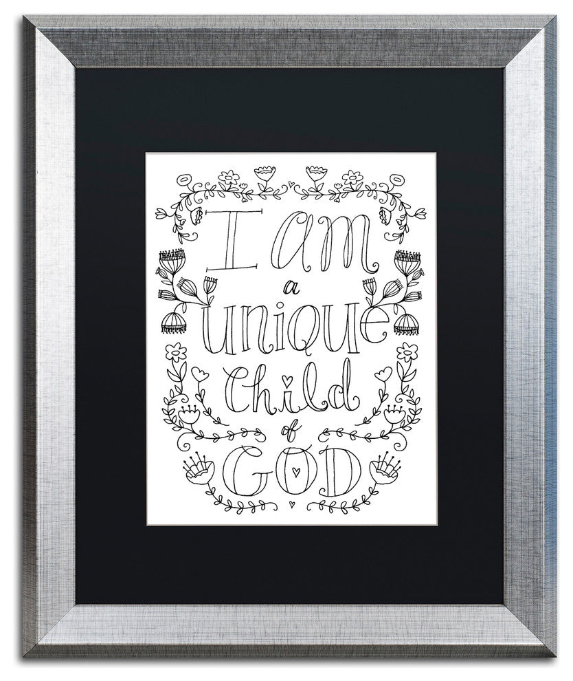 Elizabeth Caldwell 'Unique Child of God' Art, Silver Frame, Black Mat, 16x20