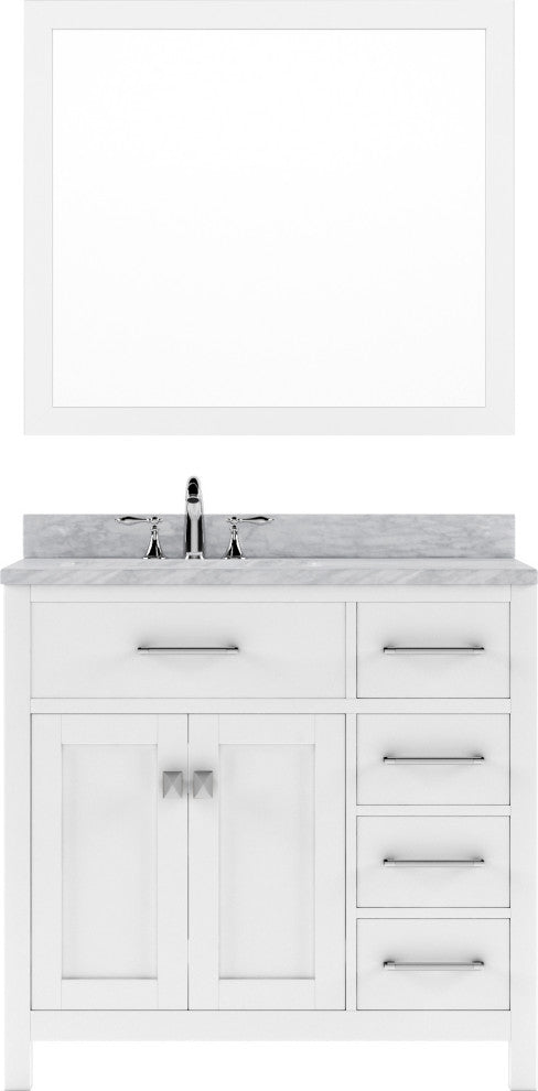 Caroline Parkway 36" Single Bathroom Vanity Set White, Marble Top