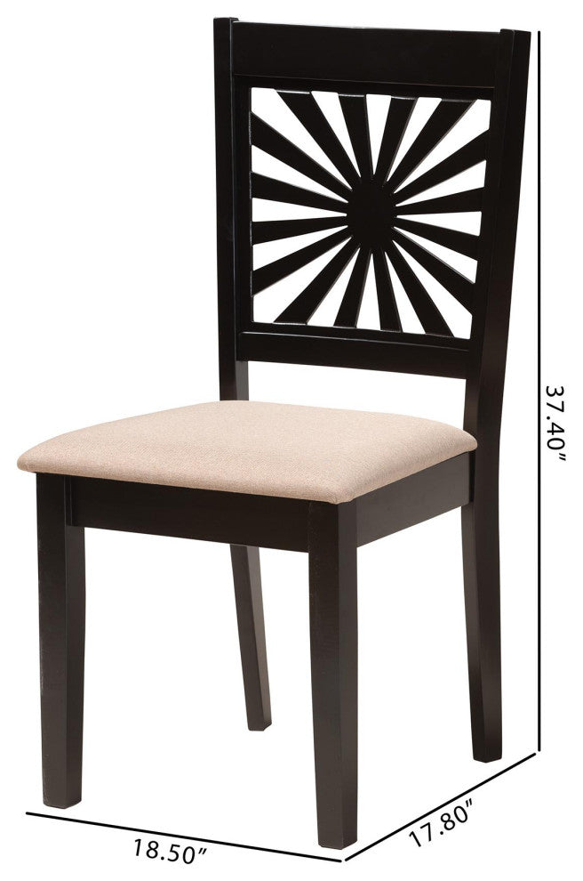 Loni Dining Collection, Beige/Espresso Brown, Dining Chair, Set of 2