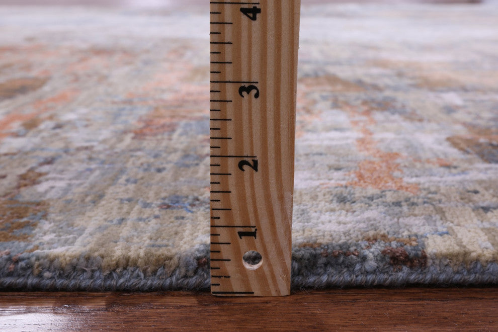 Abstract Wool and Silk Hand Knotted Rug 6' 1" X 9' 1" Q8891