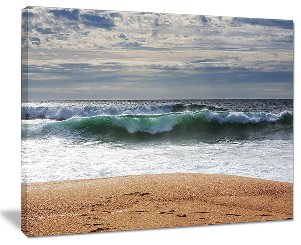 "Large Blue Waves and Blue Sky" Seashore Canvas Print, 20"x12"