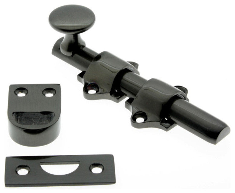 Genuine Solid Brass 4" Dutch Door Bolt, Matte Black