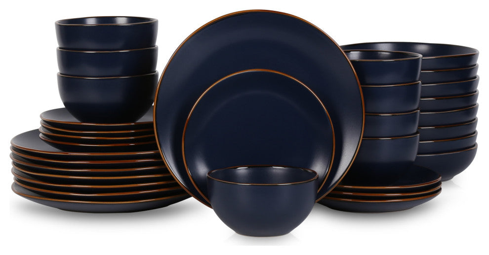 Stone Lain Brasa Stoneware 32 Piece Dinnerware Set, Blue