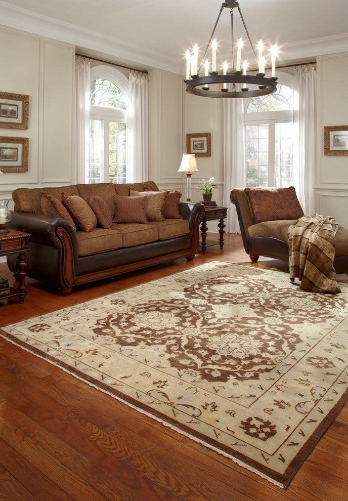 100% Fine Wool Hand Knotted Vernon VN-01 Area Rug by Loloi, Brown and Light Gold