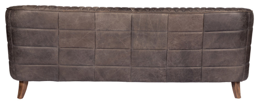 First of A Kind Magdelan Tufted Leather Sofa Nimbus Black Leather