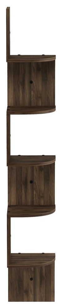 Furinno 5-Tier Wall Mount Floating Radial Corner Shelf, Columbia Walnut
