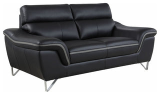 Giuliano Contemporary Premium Leather Match Loveseat Black