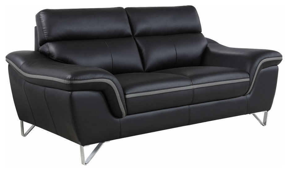 Giuliano Contemporary Premium Leather Match Loveseat Black