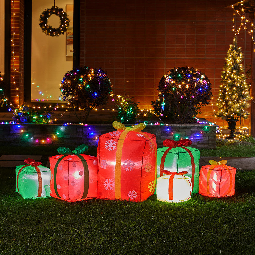 8FT Lighted Inflatable Gift Boxes Decor