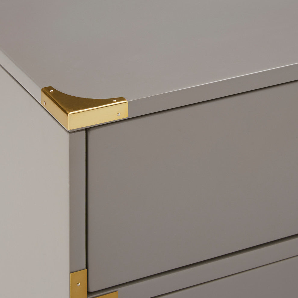 Loretta Gold finish Wood 3-Drawer Nightstand, Gray