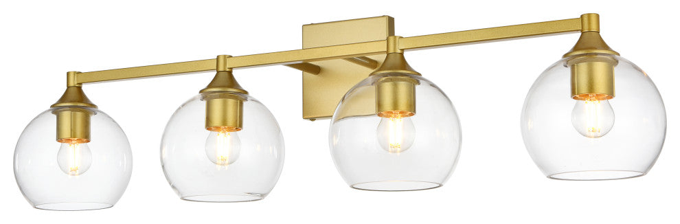 4 Light Brass And Clear Bath Sconce