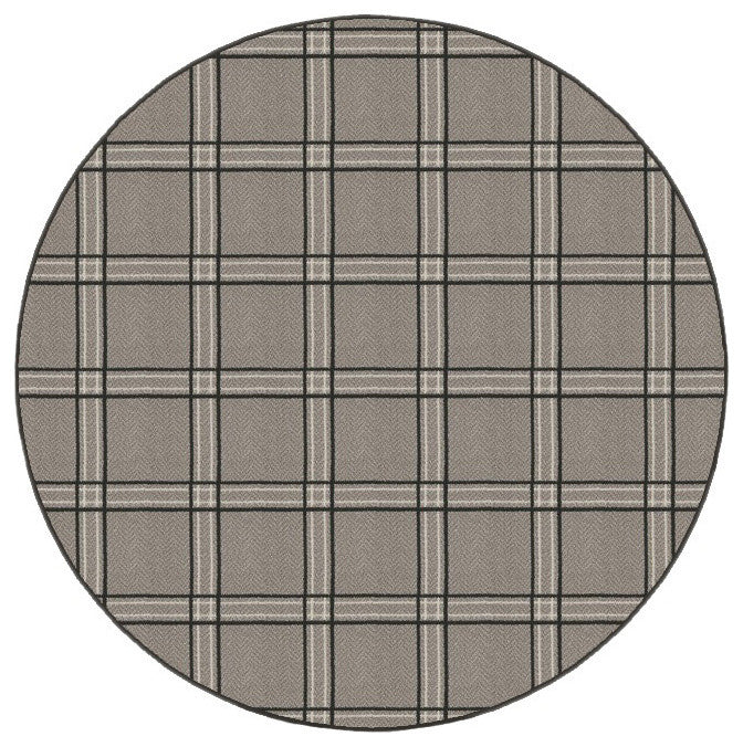 Tweed Herrington Plaid Area Rug Milliken Tactesse Nylon, RND 3'